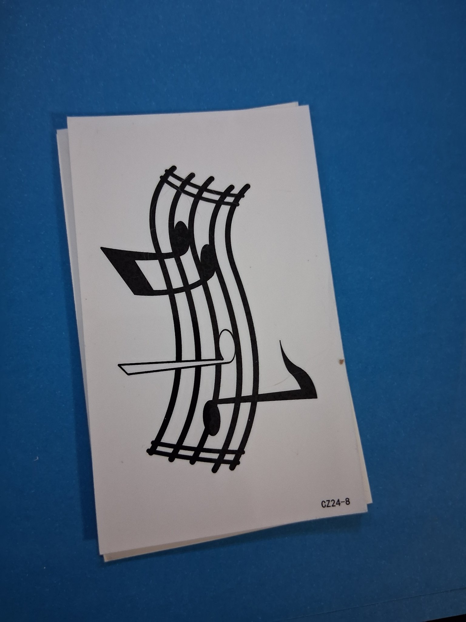 Temporary Tattoo — 39J Wavy Music Staff & Notes (CZ24-8)